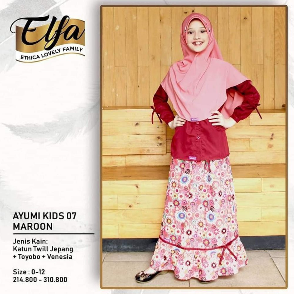 SETELAN ANAK ATASAN DAN ROK ETHICA AYUMI KIDS 07 MAROON