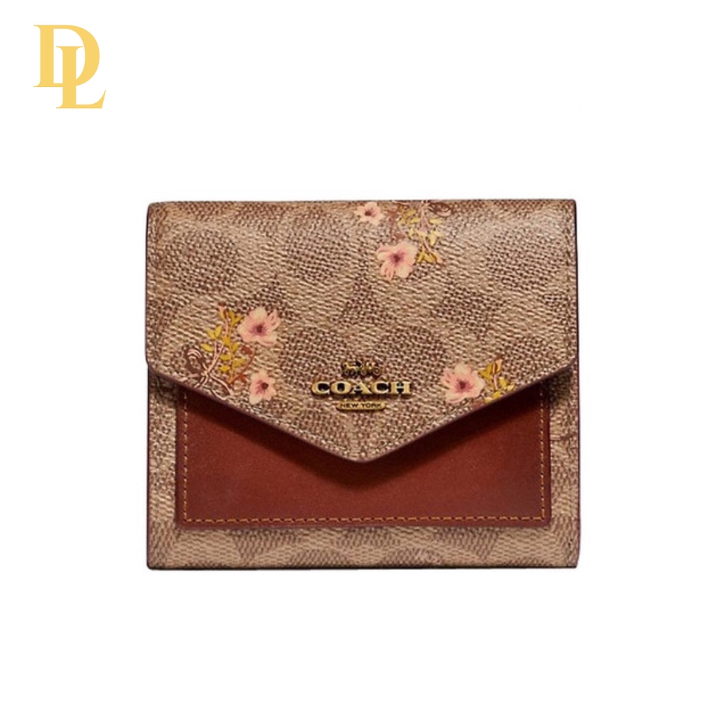 Coach Small Wallet With Brown Flower