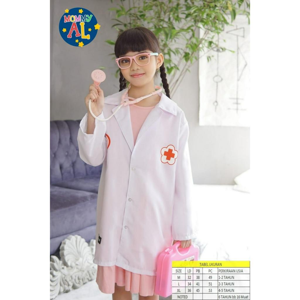 JAS DOKTER ANAK 1-10 TAHUN/jas dokter anak murah/jas dokter anak kecil/Baju Profesi Anak/jas dokter 