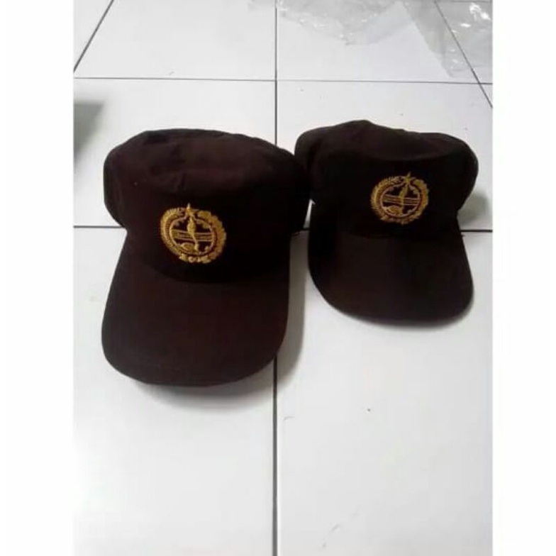 TOPI PRAMUKA SD LOGO BORDIR ANAK SEKOLAH SD COKLAT