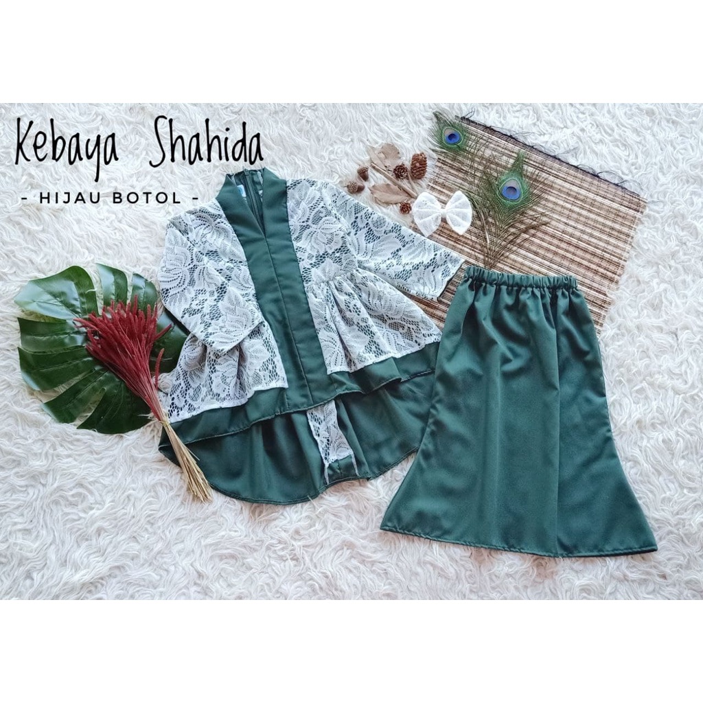 Kebaya Shahida/Setelan Kebaya Wanita/Kebaya Modern/Kebaya Simple Elegant/Kebaya Cantik Warna Hijau B