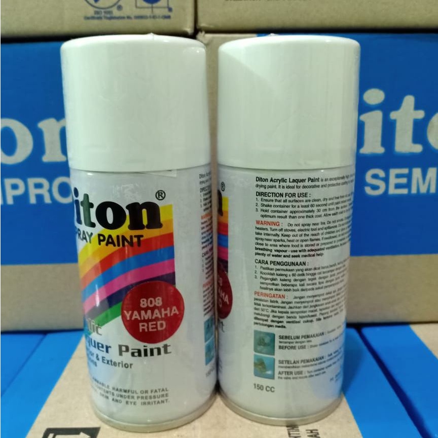 Pilox Cat Semprot DITON Spray Paint Acrylic Lacquer Paint - 808 Yamaha Red / Merah Yamaha (150cc/Kecil)