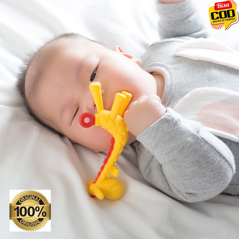 0028 Mainan Gigitan Bayi Model Jerapah - Teether Giraffe - Gigitan Jerapah BPA FREE