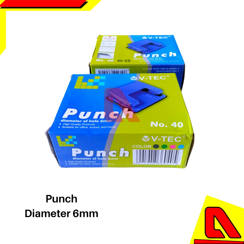 

Pembolong kertas perforator punch 6 mm 2 lubang besar V-TEC NO 40