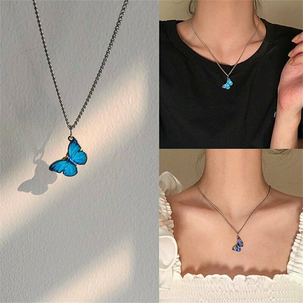 R-bunga Kalung Hadiah Untuk Wanita Gadis Women Gift Lake Blue Fashion Perhiasan Klavikula Rantai Choker