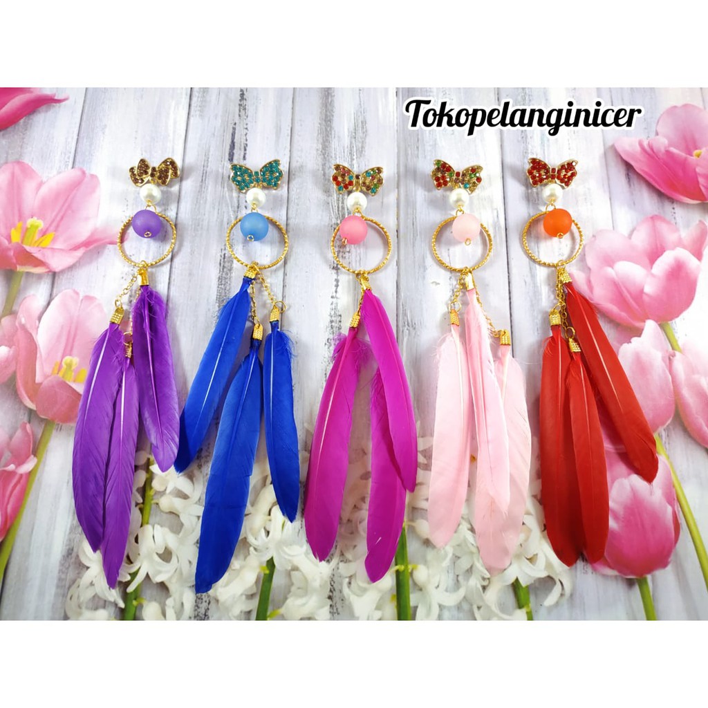 Bros Dagu Bulu Juntai Model Anting Hijab Pin Brooch Peniti Jilbab Fashion By Tokopelanginicer