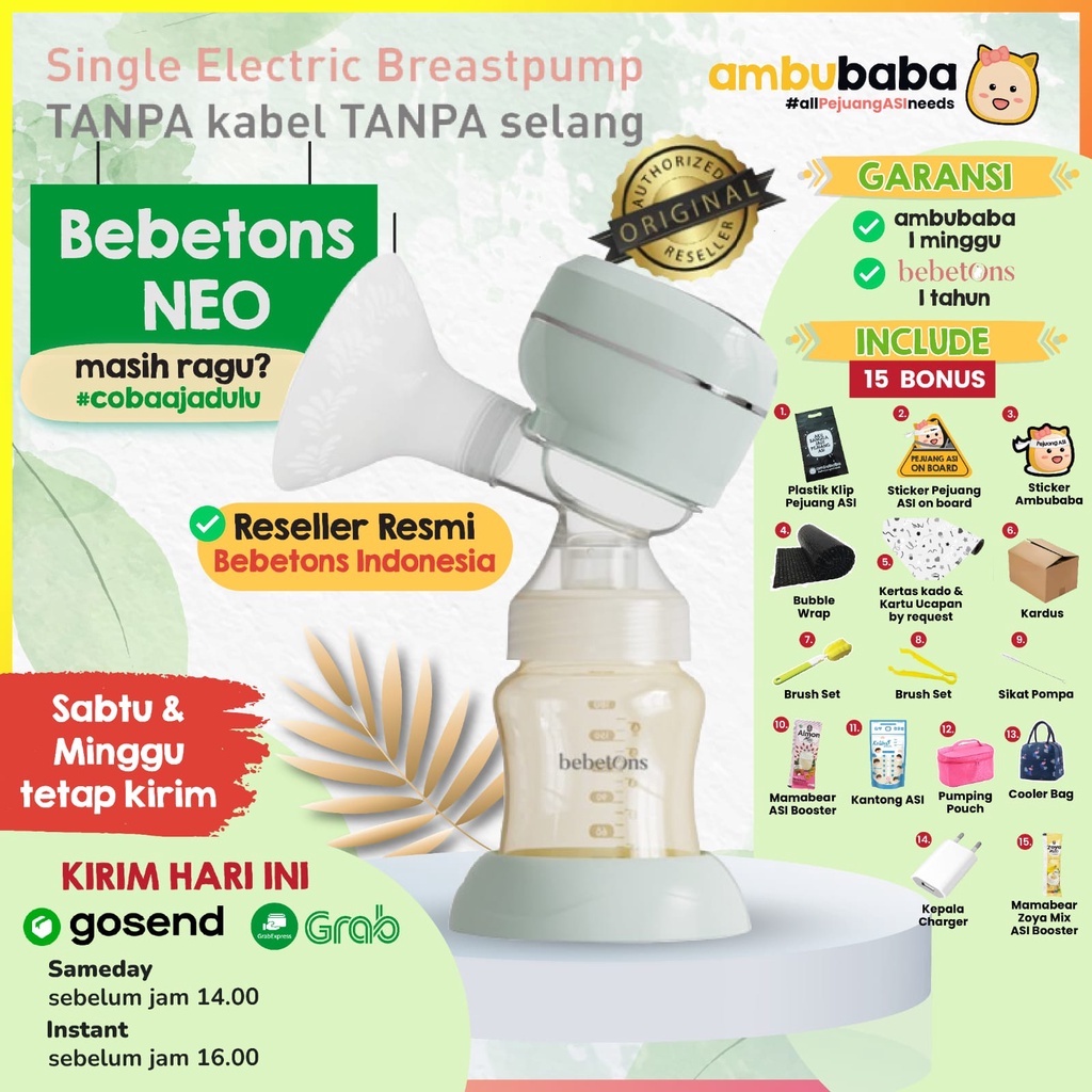 Bebetons Neo Single Electric Breast Pump Pompa ASI Elektrik