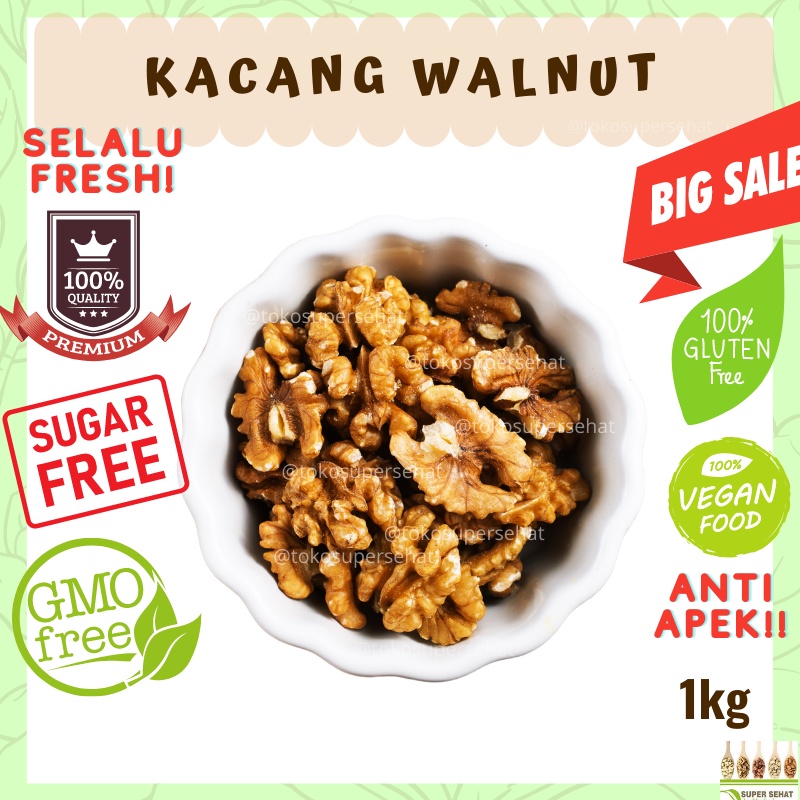 

Tokosupersehat Kacang Walnut 1kg Kualitas Premium Kacang Otak bahan kue topping granola muesli