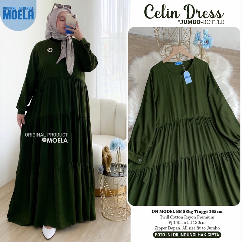 Gamis dress rayon polos Amora/Anse/Celin/Baisa/Biumi/Molin/Ciaji/Jihas/Flate/Tosti/Milly/Tisa/Siuti/Chesa/Fimel/Yapi/Lilci/Balo/Polse/Rensi/Silom/Neta/Rome by Moela berlabel-Celin bottle
