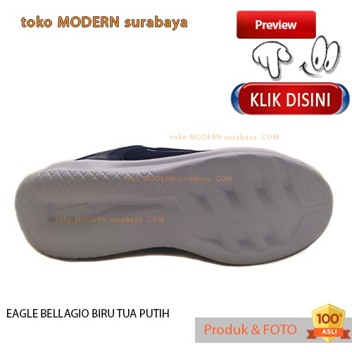 UKURAN JUMBO Sepatu pria casual sepatu sneakers tali EAGLE BELLAGIO BIRU TUA PUTIH