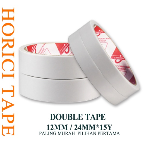 Isolasi Double Tape Merk HORICI 24mm*15Y &amp; 12mm*15Y Selotip Murah Berkualitas