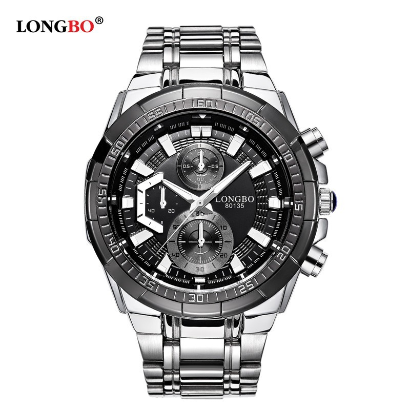 KJ Jam Tangan Pria LONGBO 80135 Sport Quartz Business Stainless Steel Anti Air Watch K25