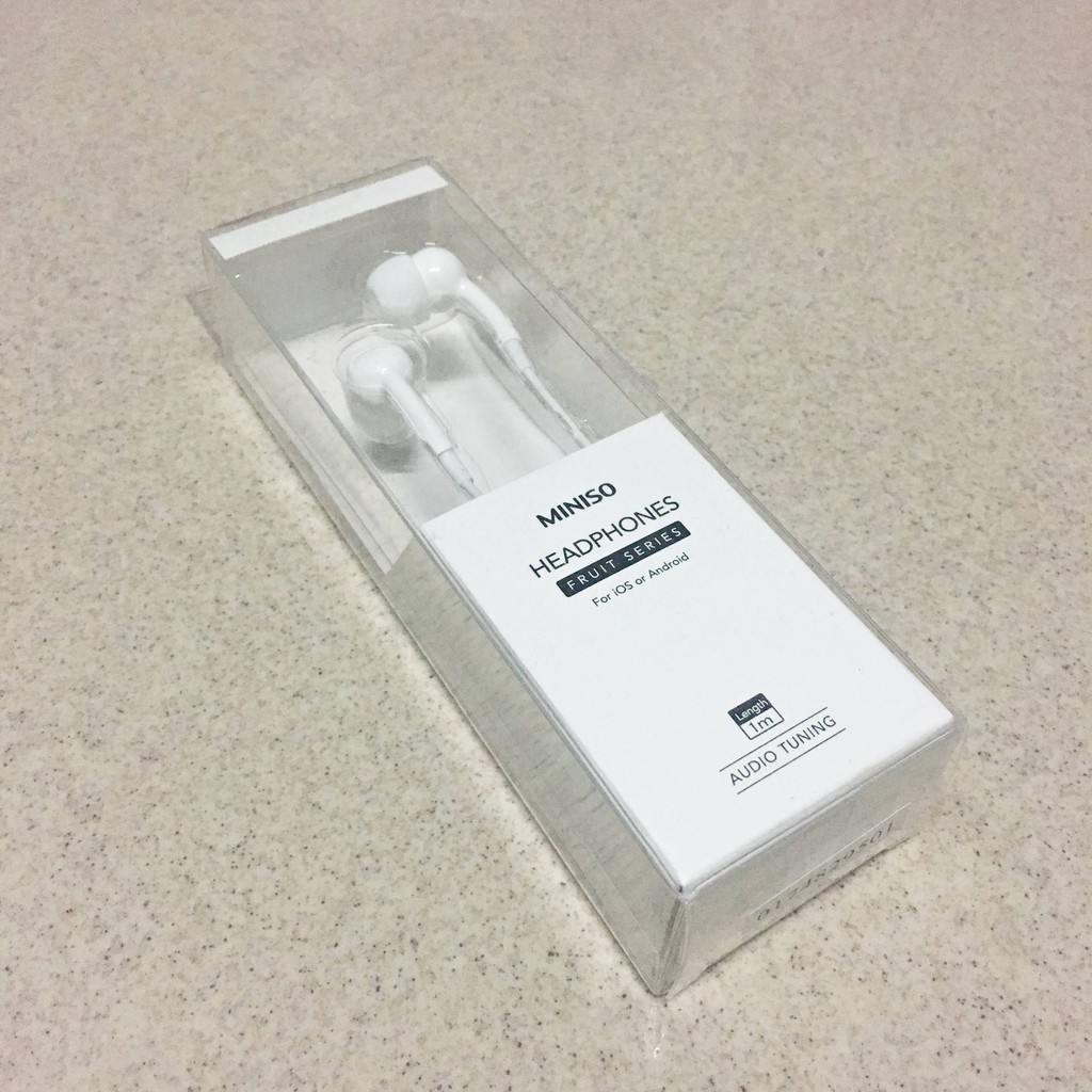 Miniso Japan Headset Headphones Earphone w/ Microphone Fruit Series for Android & iOS Putih ORIGINAL