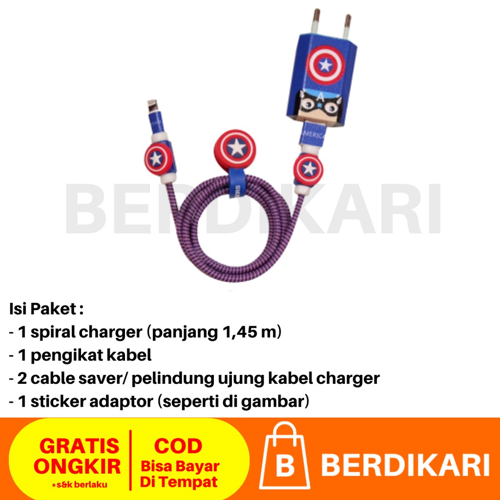 Paket Pelindung Kabel Spiral iPhone &amp; Android