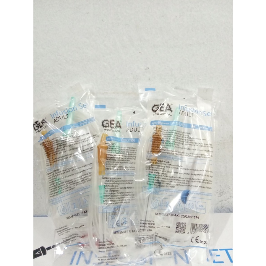 Infuset Dewasa GEA / Infusion set / Selang Infus