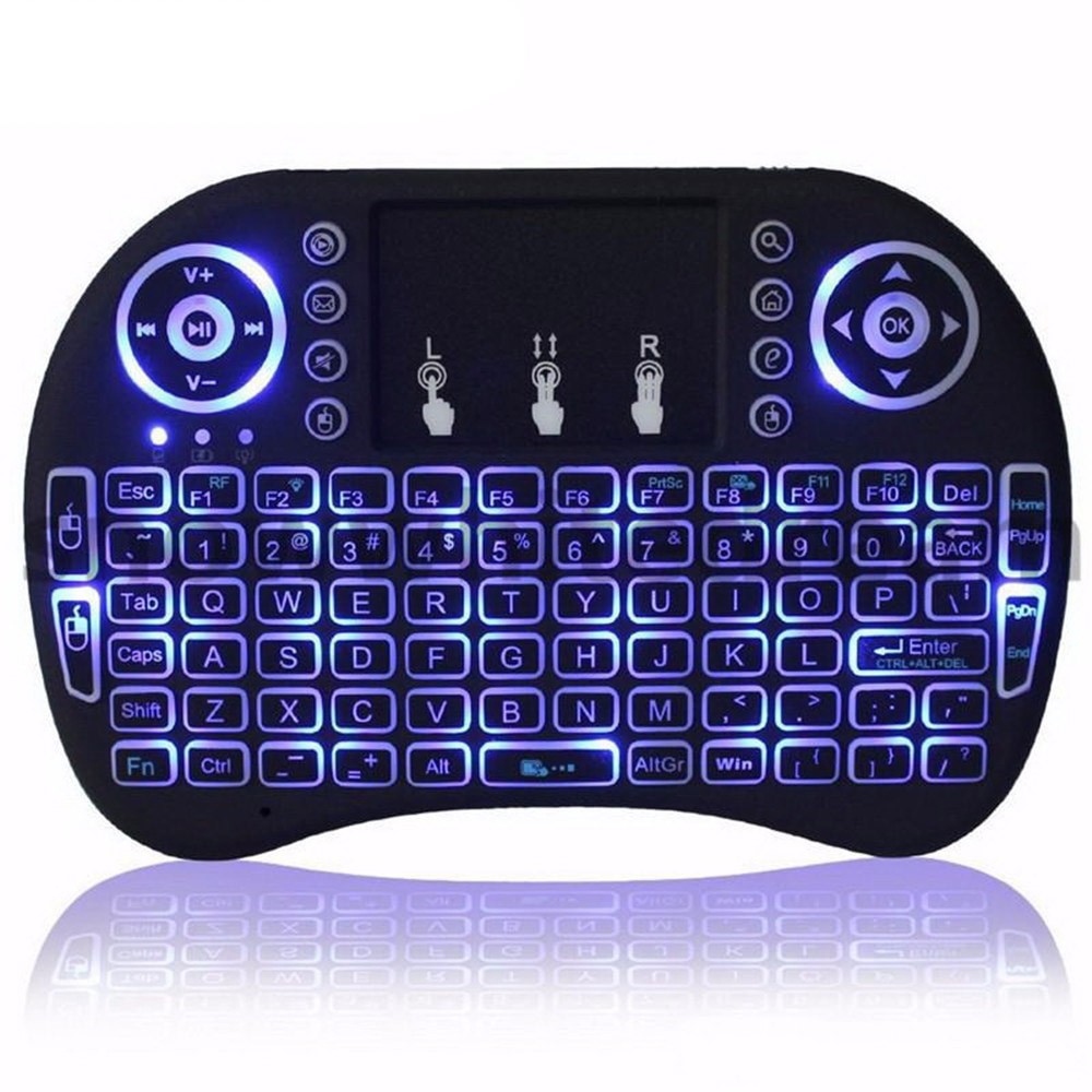 Taffware Mini Keyboard Wireless RGB 2.4GHz dengan Touch Pad &amp; Fungsi Mouse (i8) - Black
