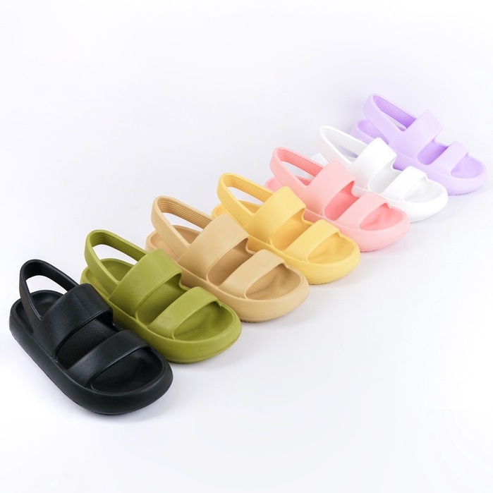 Zerolimit - Sepatu Sandal Gunung Wanita Wedges Elegant Sendal Cewek Tali Belakang Sticker 3D Sandal Lalisa Clay Elastis