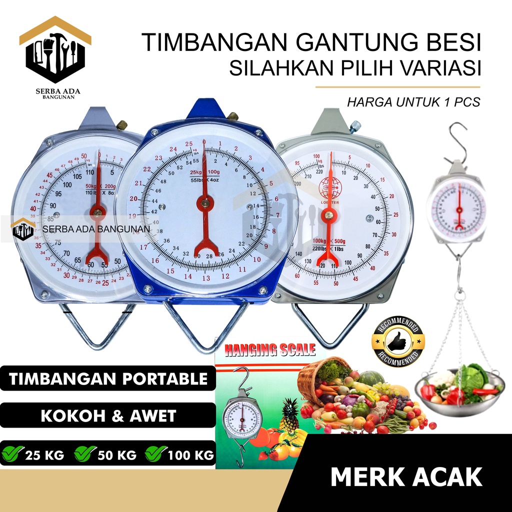 Timbangan Gantung Jarum Manual HANGING SCALE 25kg 50kg 100kg