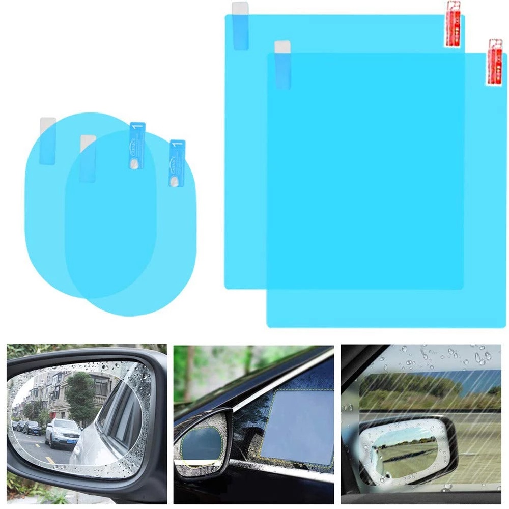 2pcs Stiker Film Kaca Spion Samping Mobil Universal Transparan Anti Air / Kabut / Hujan