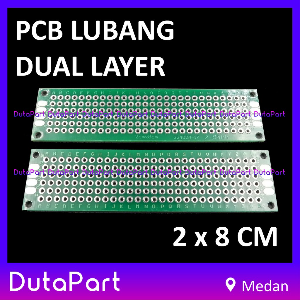 2x8 cm PCB Lubang Dua Sisi Dual Double Layer Side 2*8 Prototype Board