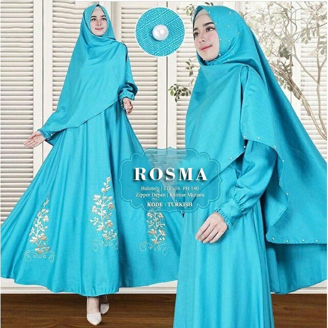 ROSMA SYAR'I / Maxi Rosma / Gamis Rousma / Sablon Tinta Emas Plus Mote / Best seller