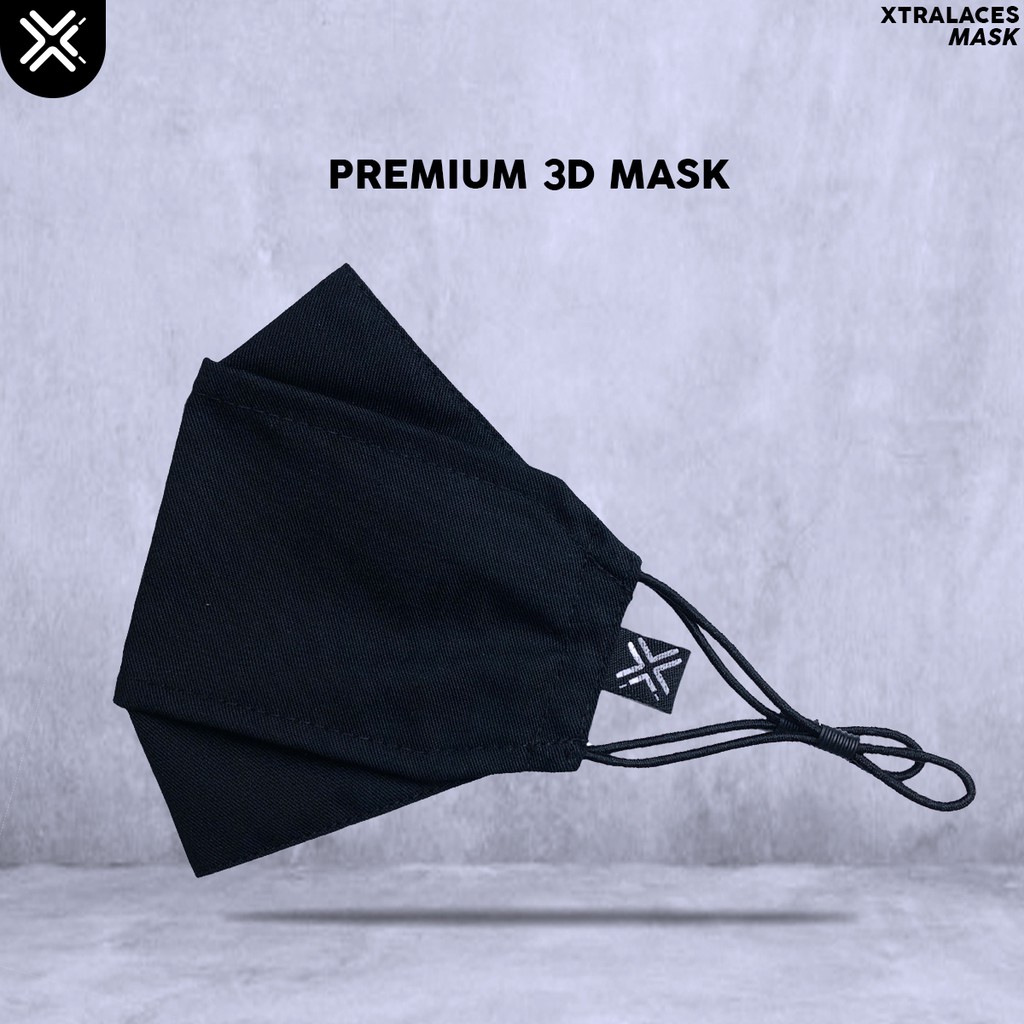 PROMO ! Masker Kain 3D Premium Hitam / 3D Mask / Masker Kain Earloop