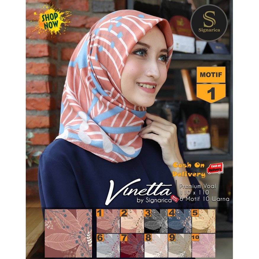 Jilbab motif Segiempat Vinetta Premium Voal Motif 1 By Signarica (bisa pilih warna dan motif)