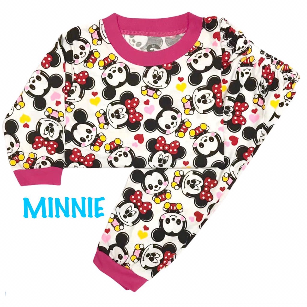 (1 KG MUAT 7 STEL) BAJU TIDUR ANAK KIDS PEREMPUAN/CEWEK PIYAMA PP PAJAMAS BAHAN KAOS KATUN MINIE