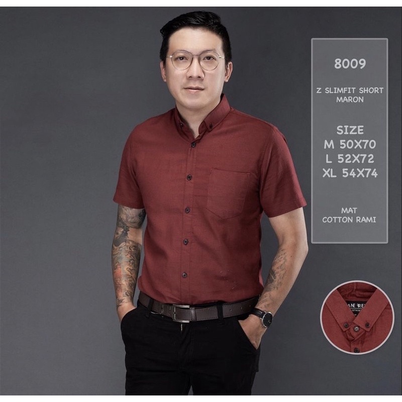 Kemeja Pria Maroon Merah