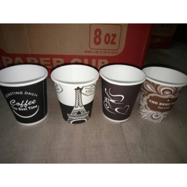 Papercup 8 oz Motif Gelas Kertas Kopi Tahan Panas 240ml Coffee 8oz