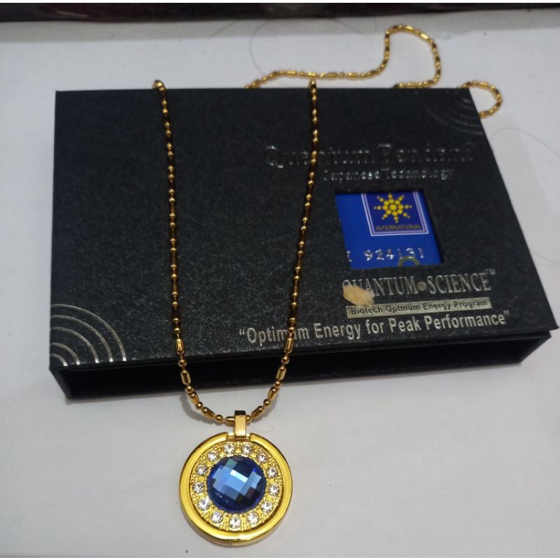 Kalung.Quantum Pendant Bio Energi Liontin Biru Gold