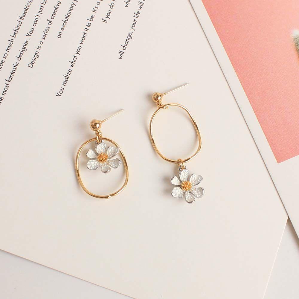 Needway Anting Hadiah Lucu Wanita Asimetris Daisy Menjuntai Earrings