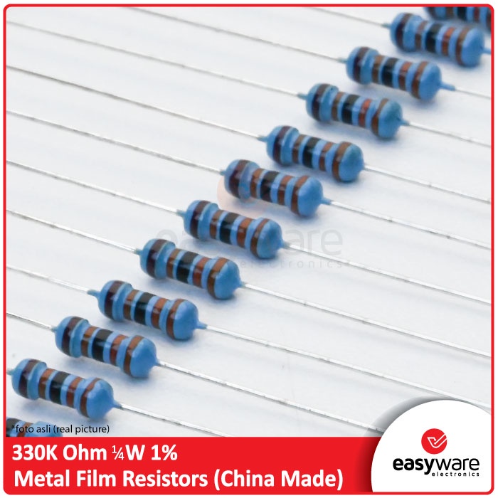 Resistor 330K Ohm 1/4W 1% Metal Film Resistor 330K Axial 0.25 Watt