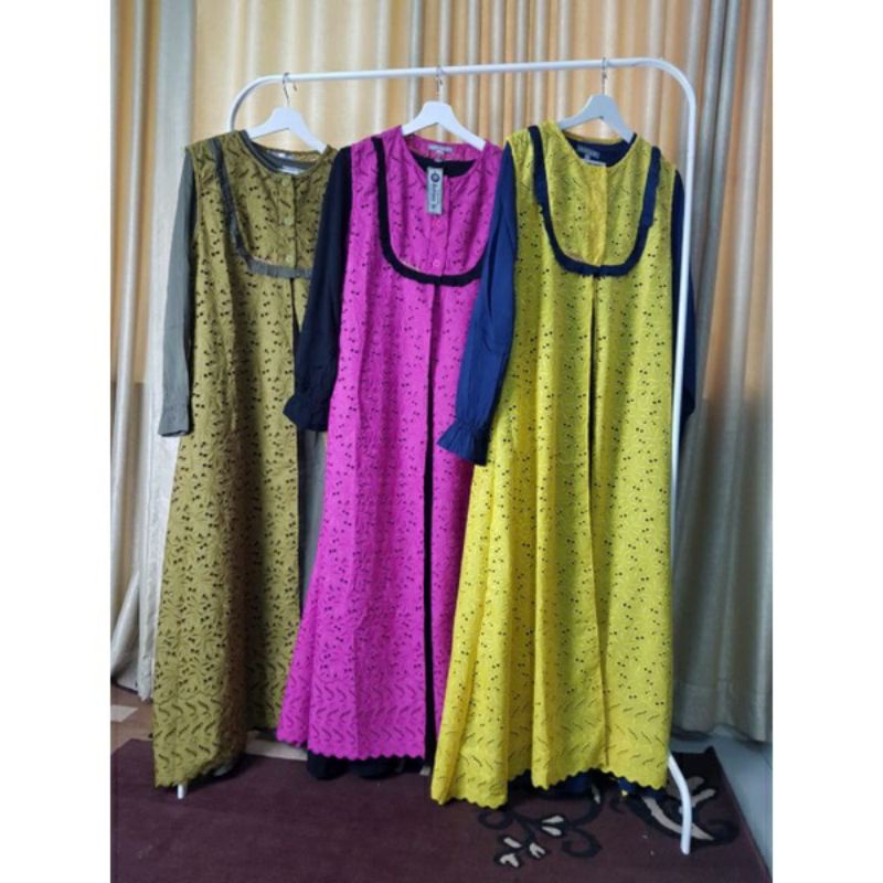 Baju Gamis Salvina 2in1 cotton bordir  + Rompi