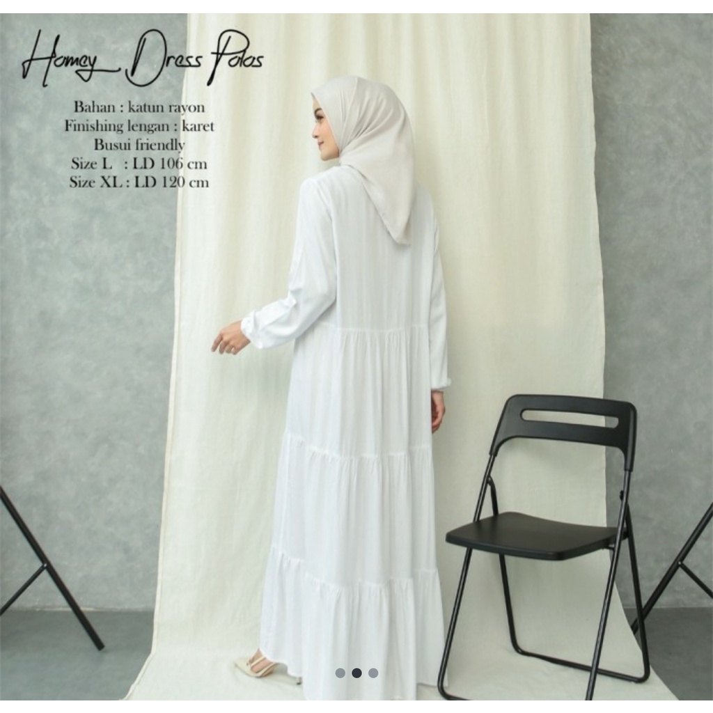 Gamis polos PUTIH  Bahan Katun Rayon Premium Adem