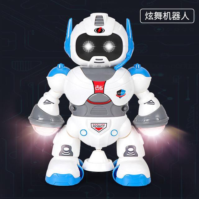 Mainan anak robot putih dance/ robot dance musik+LED