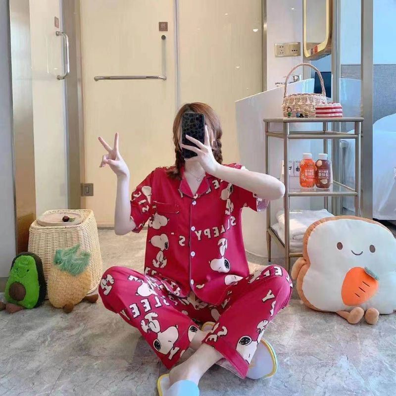 MDLV ~ MDLV BAJU TIDUR PAJAMAS SNOPPY RED CP BAJU TIDUR IMPORT CEWEK BEST SELLER PIYAMA DEWASA FASHION IMPORT