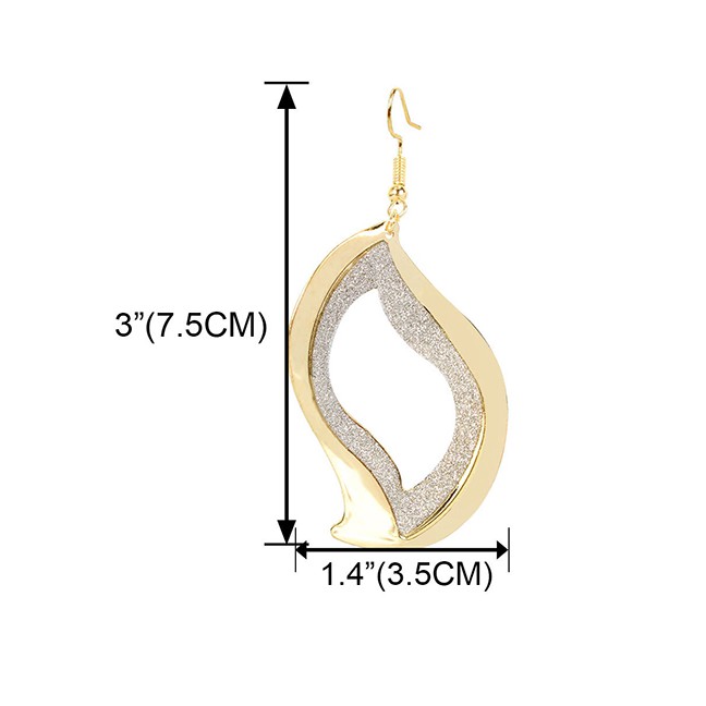 LRC Anting Gantung Fashion Golden Geometric Hollow Frosted Alloy Earrings K44358