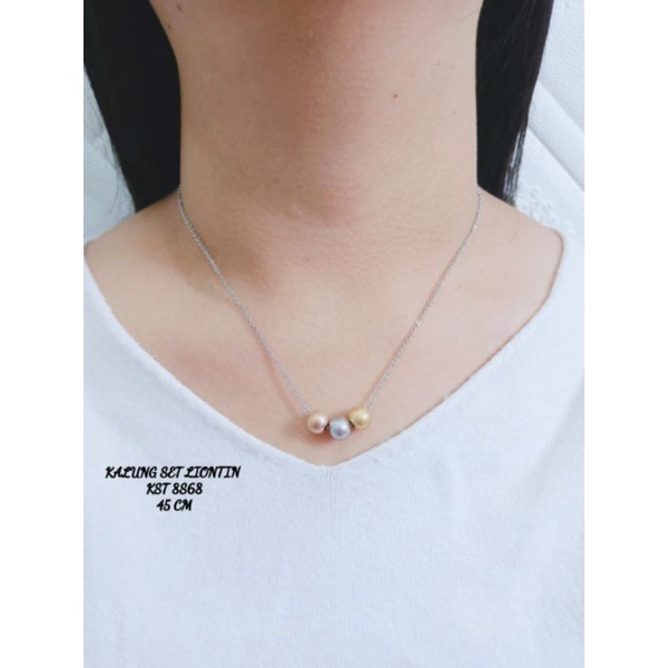 Kalung Titanium Wanita Bandul Bola Bola Fashionanable