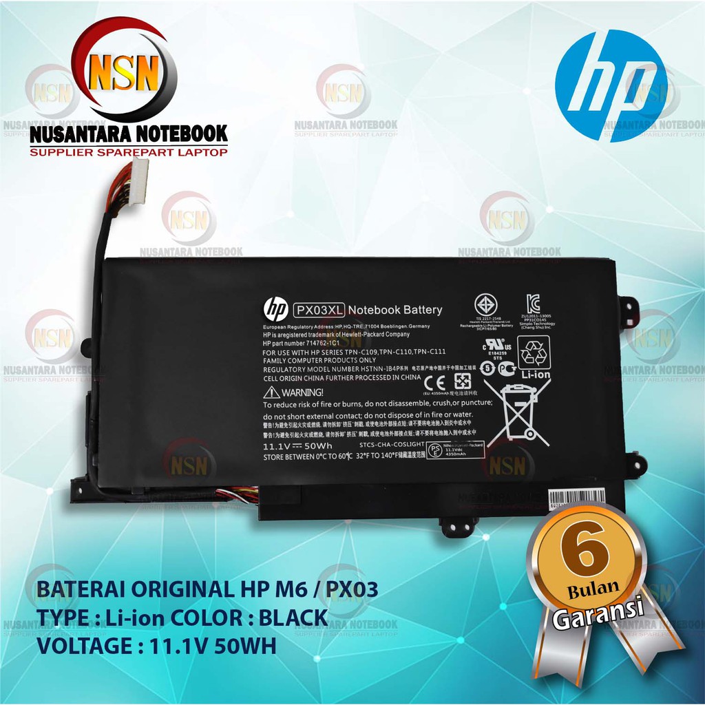 Baterai Original Hp Envy 14 HSTNN-LB4P Touchsmart M6 PX03 PX03XL 50WH