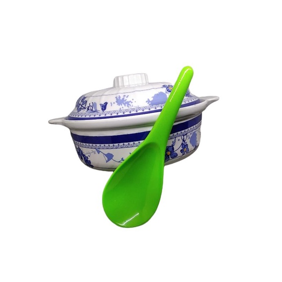 WADAH SAJI MELAMIN BUNGA GRATIS CENTONG NASI MELAMIN TEMPAT NASI & SAYUR MELAMIN BUNGA