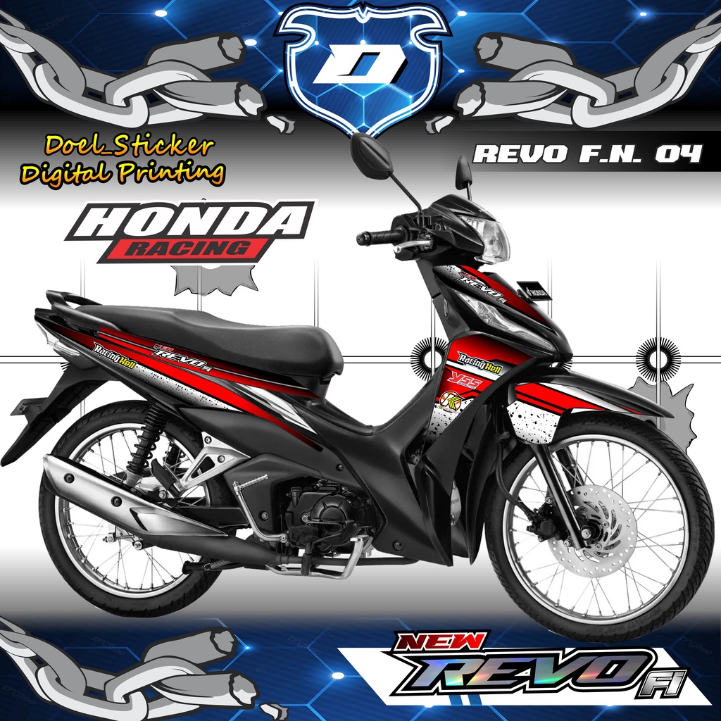 Sticker Striping REVO FI NEW / REVO FIT injeksi List Variasi Hologram , Crome Doel  004