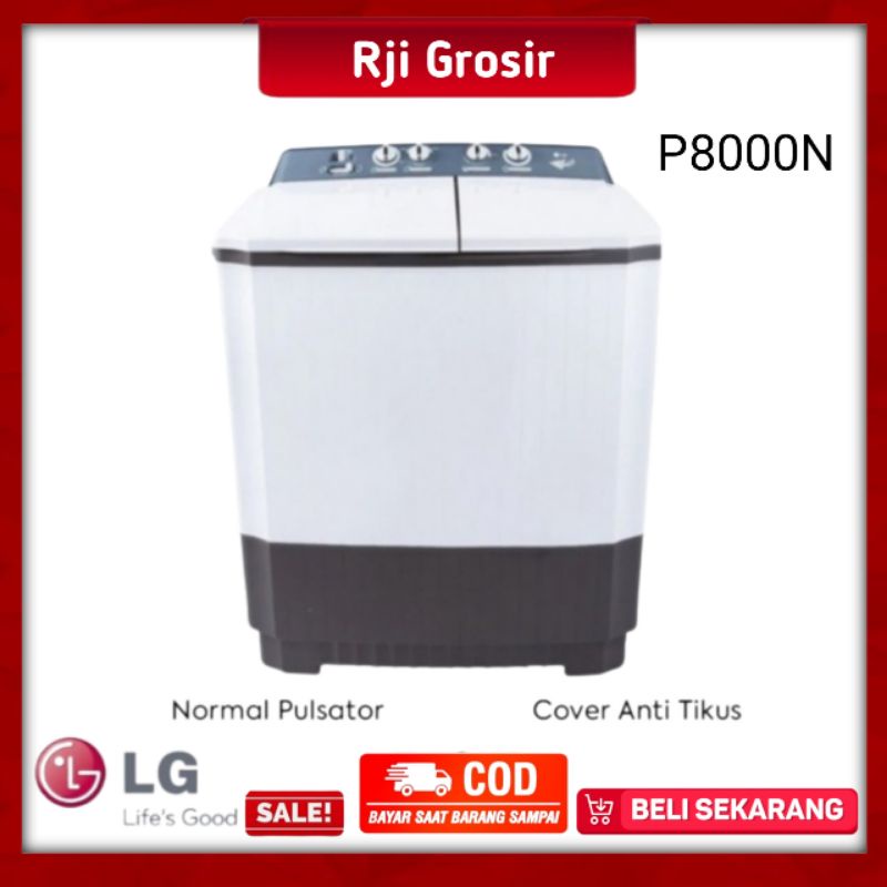 Jual Mesin Cuci 2 Tabung LG P8000N Top Loading 8 Kg Mesin Cuci Twin Tub ...