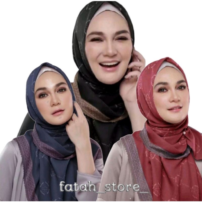 Hijab segi empat luna maya hitam / Kerudung Voal Premium / HIJAB /SEGI EMPAT MOTIF TERBARU HIJAB SEG