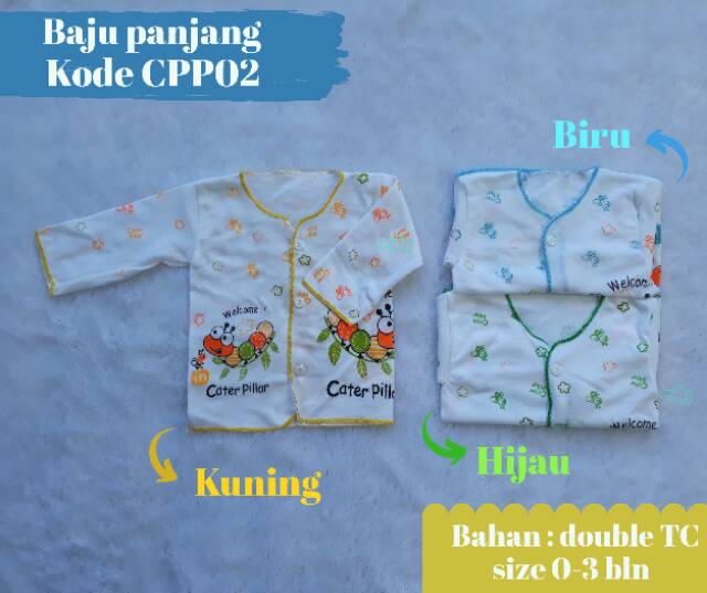 3 pcs baju panjang bayi cp putih