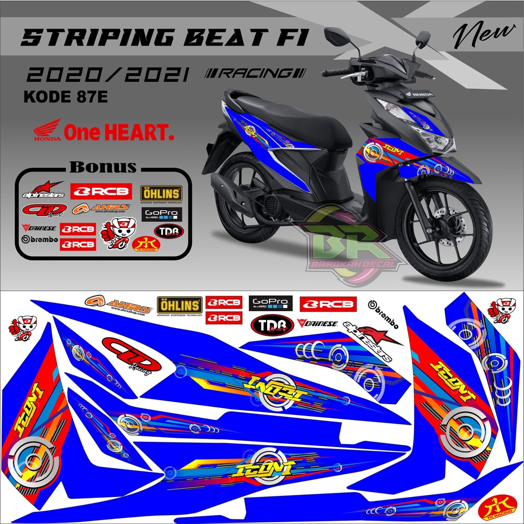 Striping Beat New 2020-2023 Stiker Lis Beat New Variasi kode 87