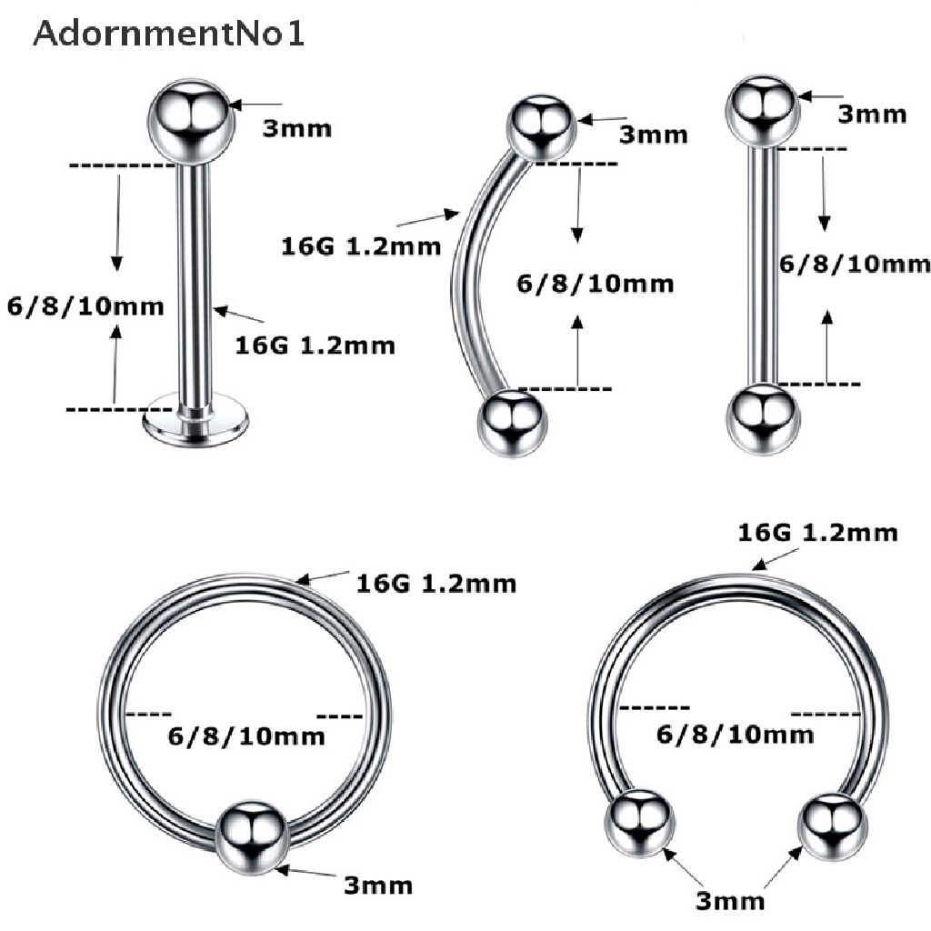 (AdornmentNo1) 10pcs / Lot Cincin Tindik Alis / Hidung / Lidah / Tubuh Desain Tapal Kuda Untuk Wanita