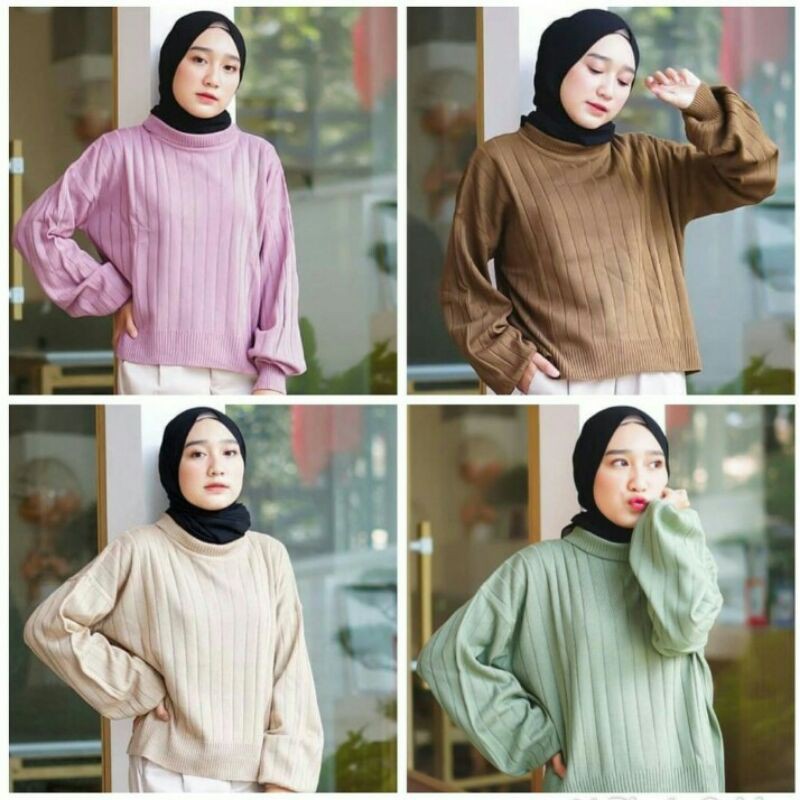 Promo!! BAJU RAJUT WANITA!!!!!JOVANKA TURTLENECK RAJUT BUBLE OVERSIZE / TURTLENECK KNITWEAR ARSYILLA