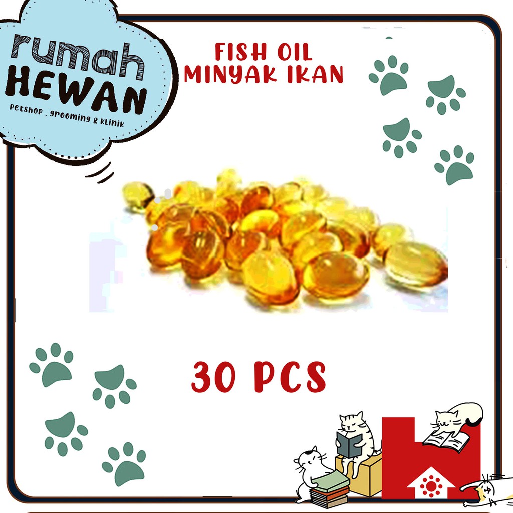 MINYAK IKAN VITAMIN HEWAN VITAMIN KUCING VITAMIN ANJING OMEGA isi 30 butir FISH OIL