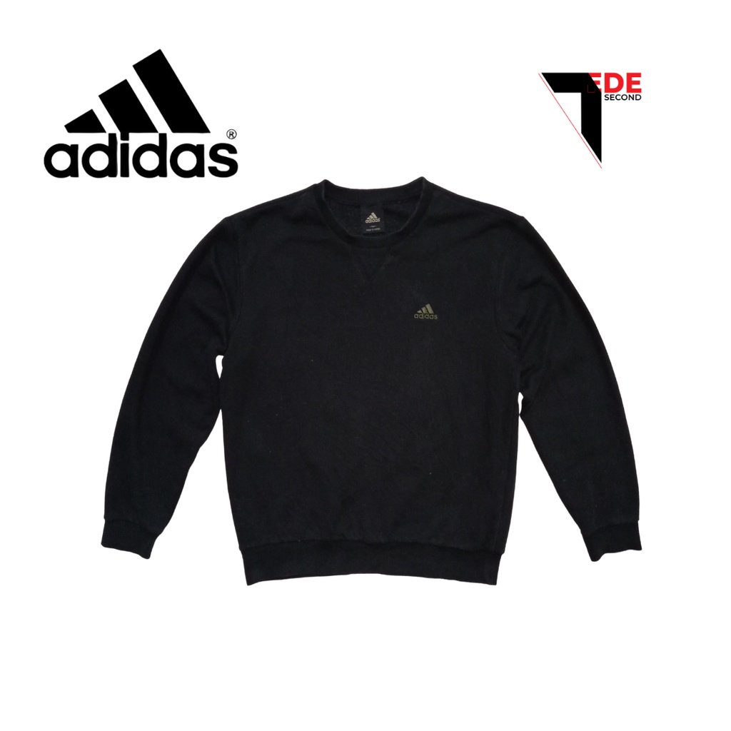 Sweater Crewneck Adidas Three Stripe Hitam Second - Size L